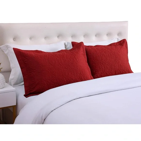Red Bed Pillow Shams (2) - Picture 3 of 4